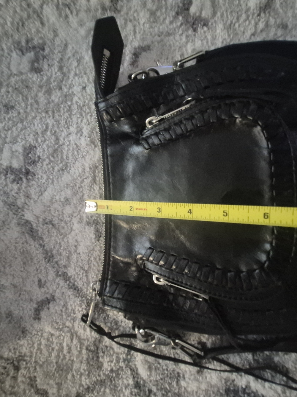 Rebecca Minkoff Black Leather Vanity Saddle Crossbody Bag - Picture 12 of 14